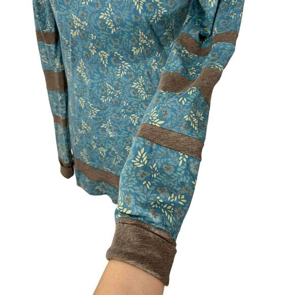Marc Jacobs Small NWT Floral Teal Blue Cotton Long Sleeve Top - Picture 7 of 12